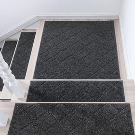 COSY HOMEER Edging Stair Treads top view show stability on wooden stairs.