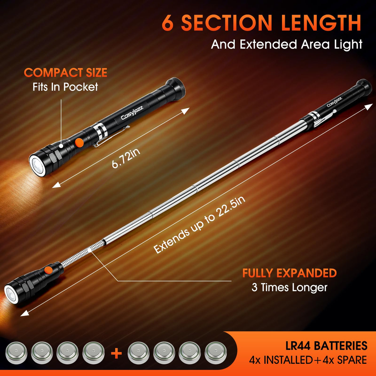 Cosyjazz extendable neck provides 22-inch reach with rotation.