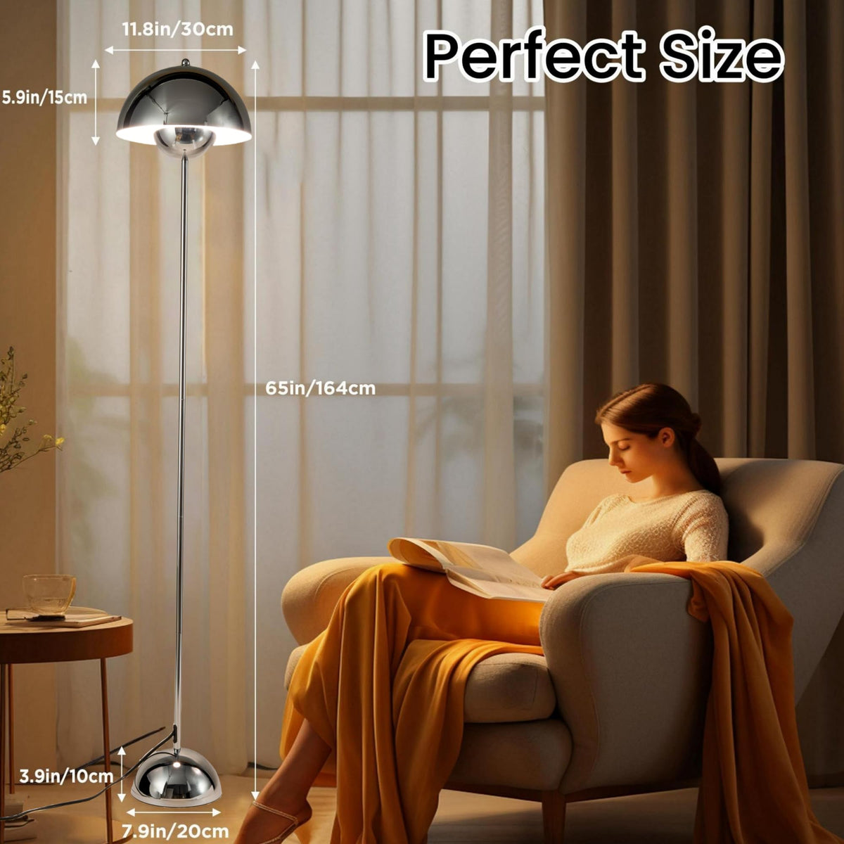 COSYLUX shade diameter 11.8 inches directs soft diffused light in a corner.
