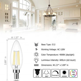 Cotanic B11 candle shape LED bulb in clear glass providing 600 lumens