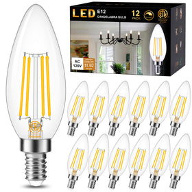 Cotanic E12 dimmable candle bulb with warm 3000K glow for chandeliers.