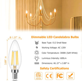 Cotanic candle-shaped LED bulb in clear glass for ambient dining lighting.