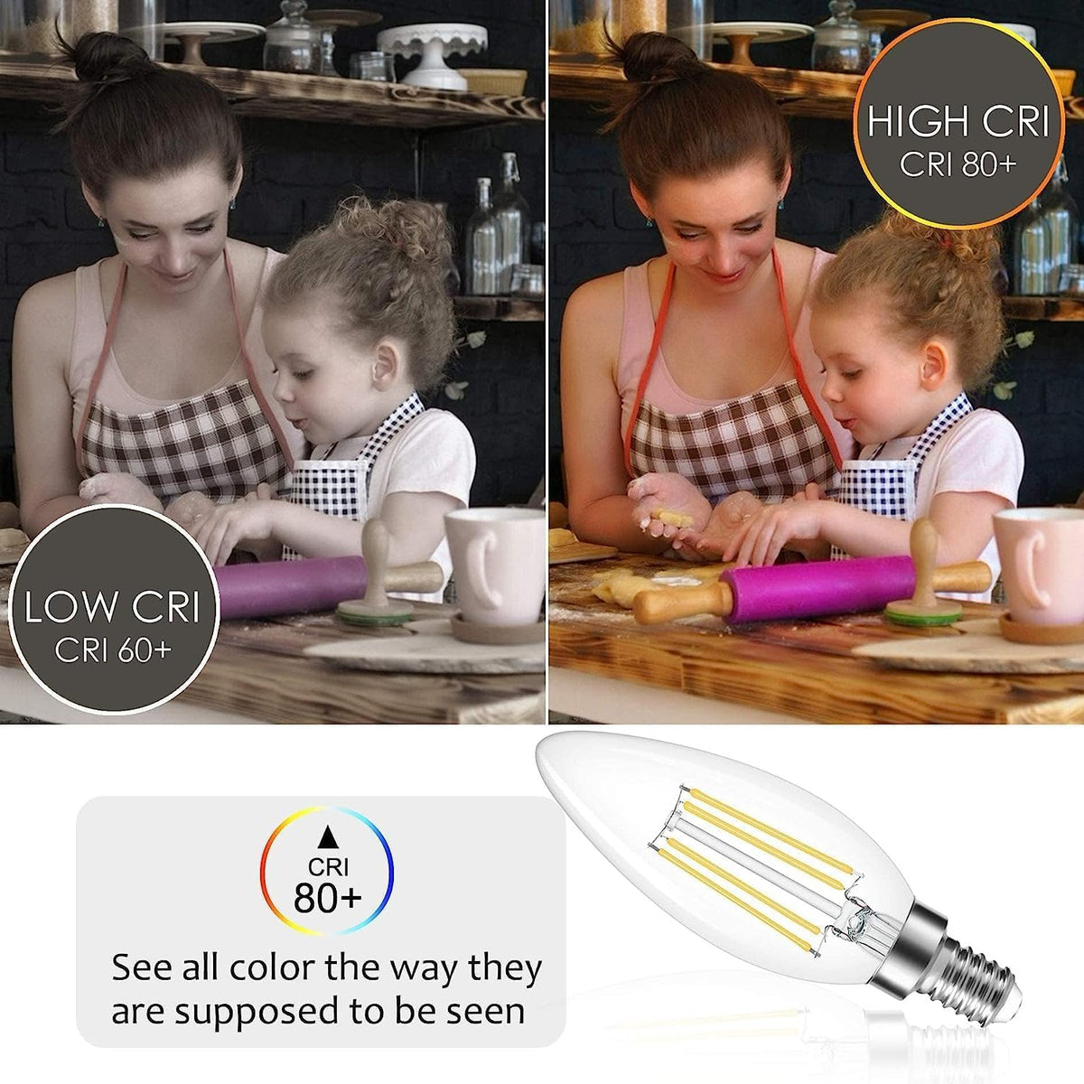 Cotanic vintage candle LED bulb with clear glass for decorative fixtures