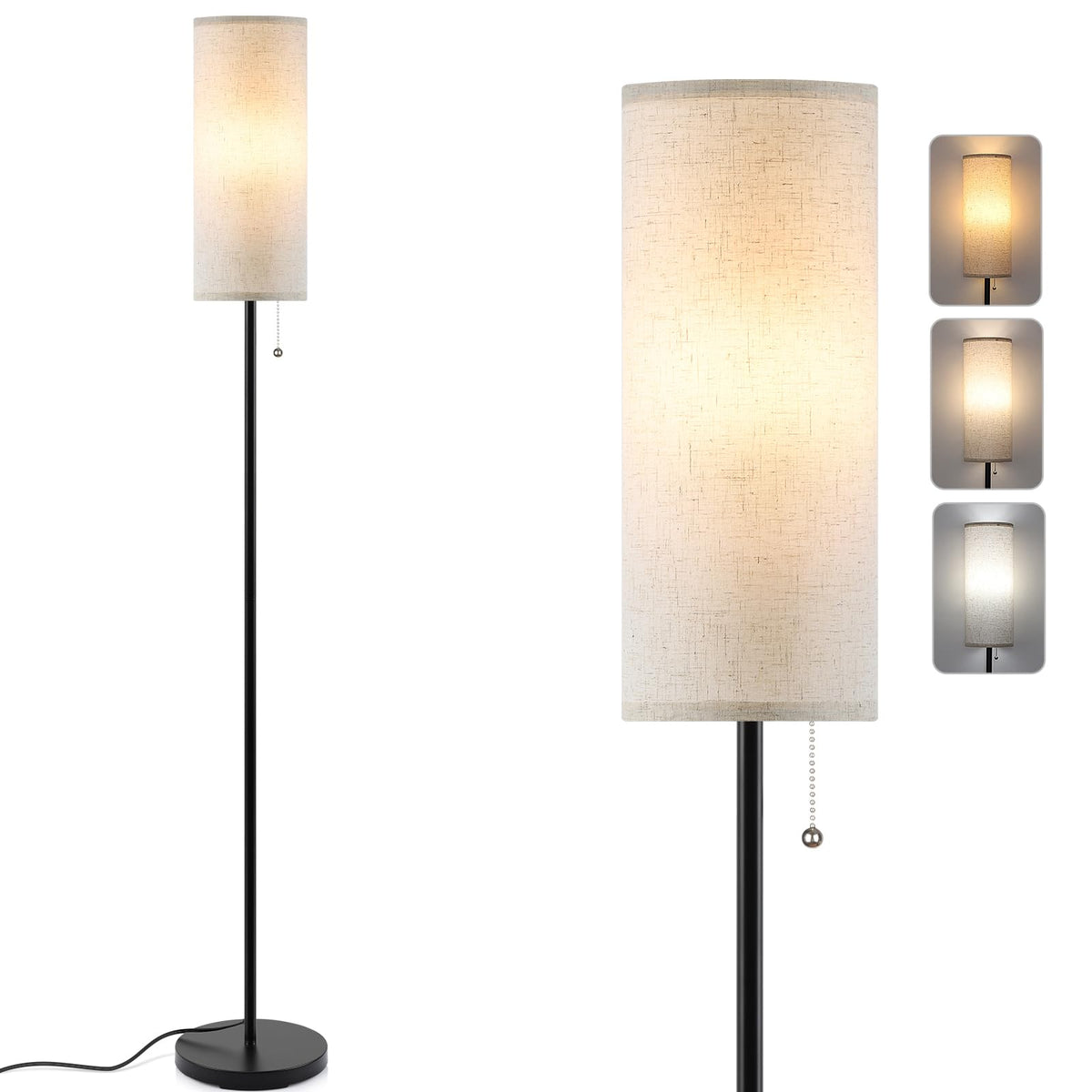 Coucrek floor lamp stands 61 inches tall for versatile placement.