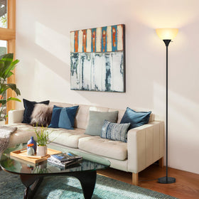 Elegant minimalism of the Coucrek floor lamp creates inviting living room ambiance.