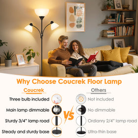Coucrek floor lamp with right reading light for focused tasks.