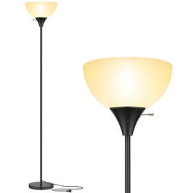 Coucrek floor lamp torchiere in black provides warm glow to brighten living rooms.