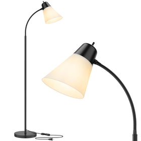 Coucrek floor lamp with white shade for calm, even living room lighting.