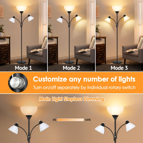 Coucrek torchiere main light with dimmable control for customizable brightness.