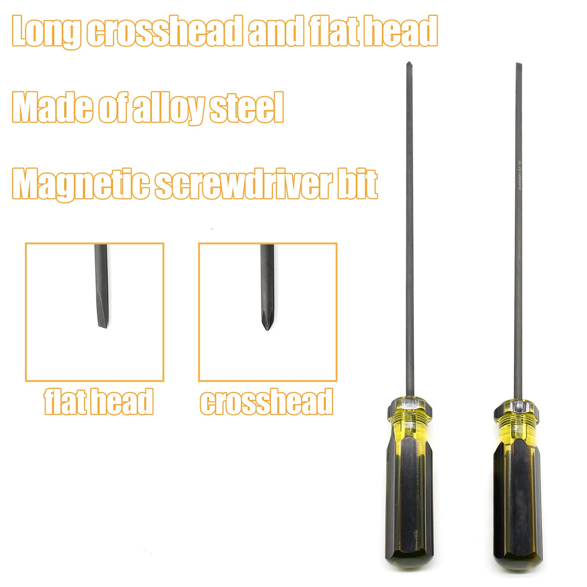 Coufce long screwdriver set flathead reaching tight spaces during repair tasks