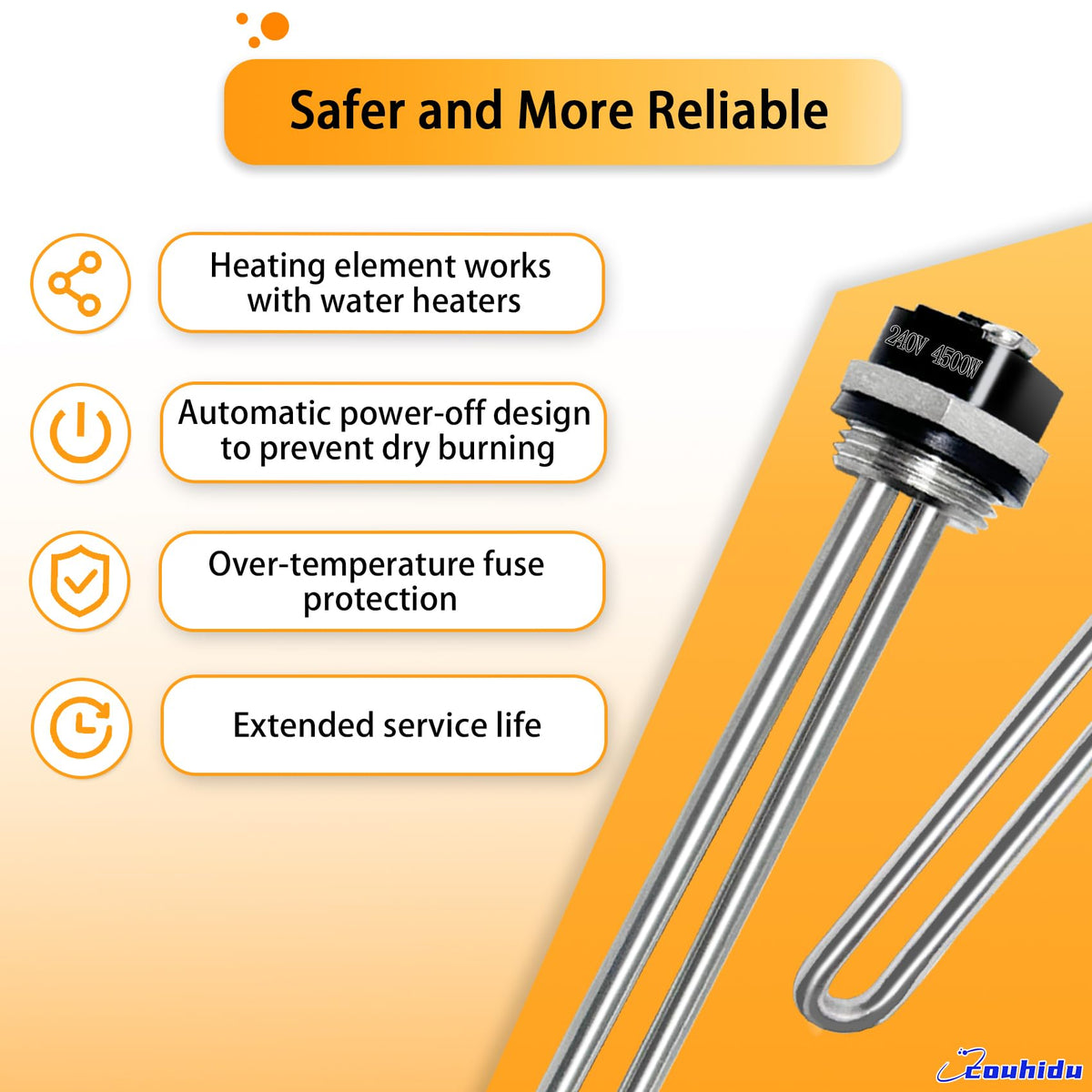 Couhidu auto-off safety feature reduces risk of dry burn