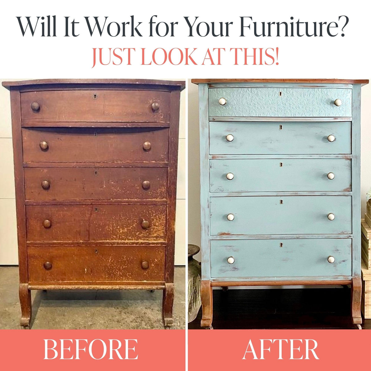 Country Chic cabinet upgrade with Simplicity White for quick, transformative results.