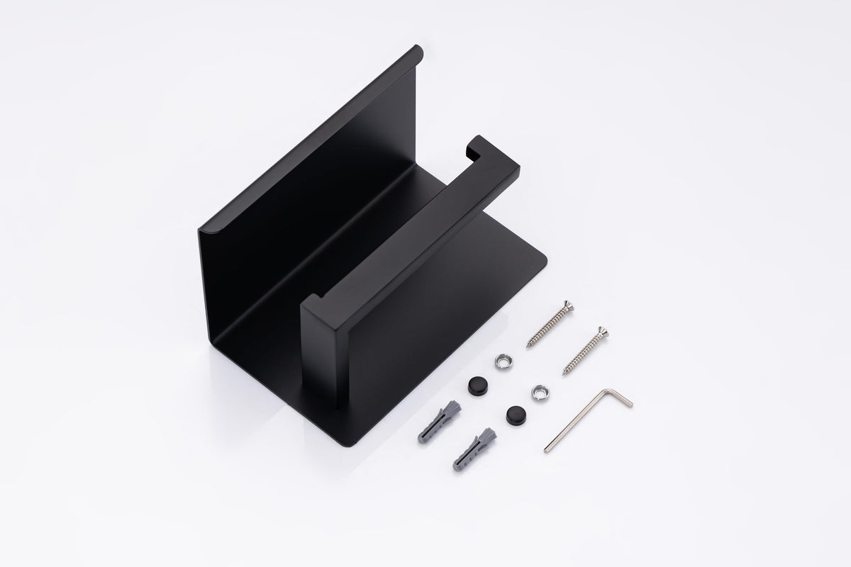 COUOBO matte black small towel rack mounted on wall