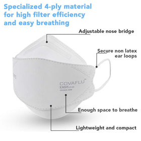 Covaflu KN95 mask adjustable nose bridge for a snug fit