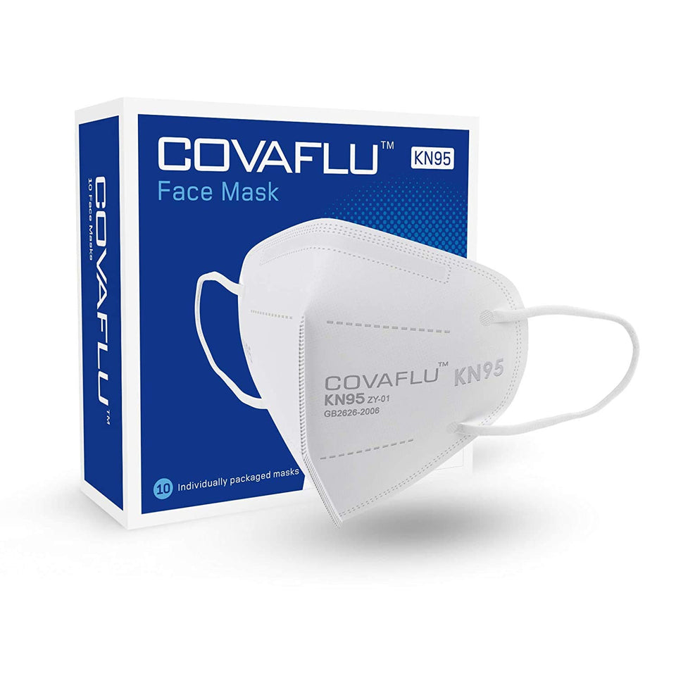 Covaflu KN95 face masks 10-pack offering secure, comfortable daily protection.