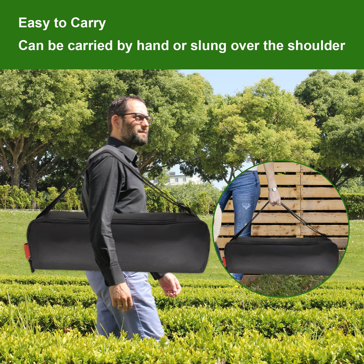 Cover Geny bag shows a comfortable shoulder strap for easy transport