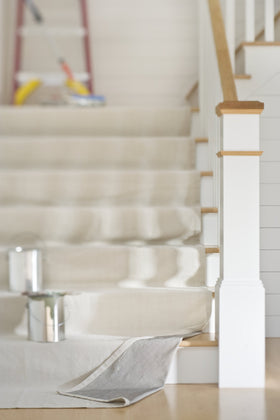Cloth folded along dotted lines to fit stairs and corners