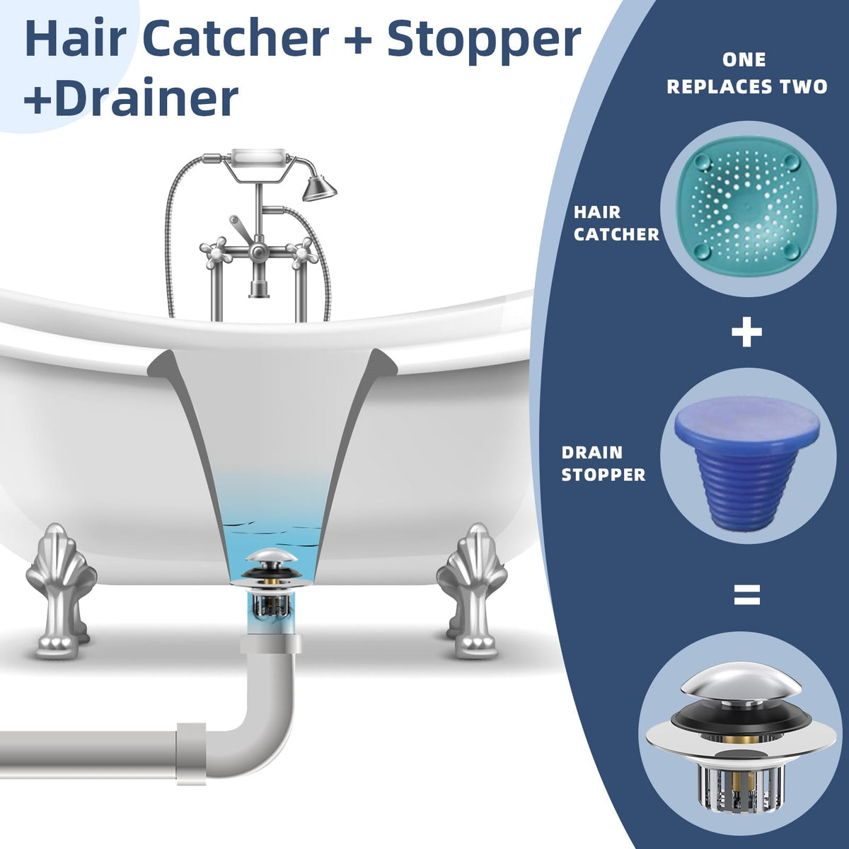 COVO pop-up drain plug enables quick water release with simple lift-and-set action