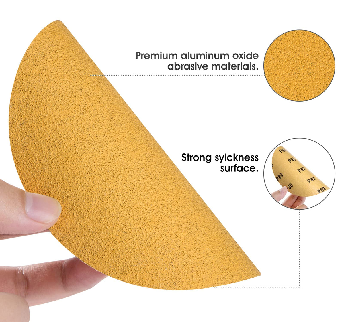 CowboyBOB 80-grit disc close-up highlights durable aluminum oxide for fast material removal.