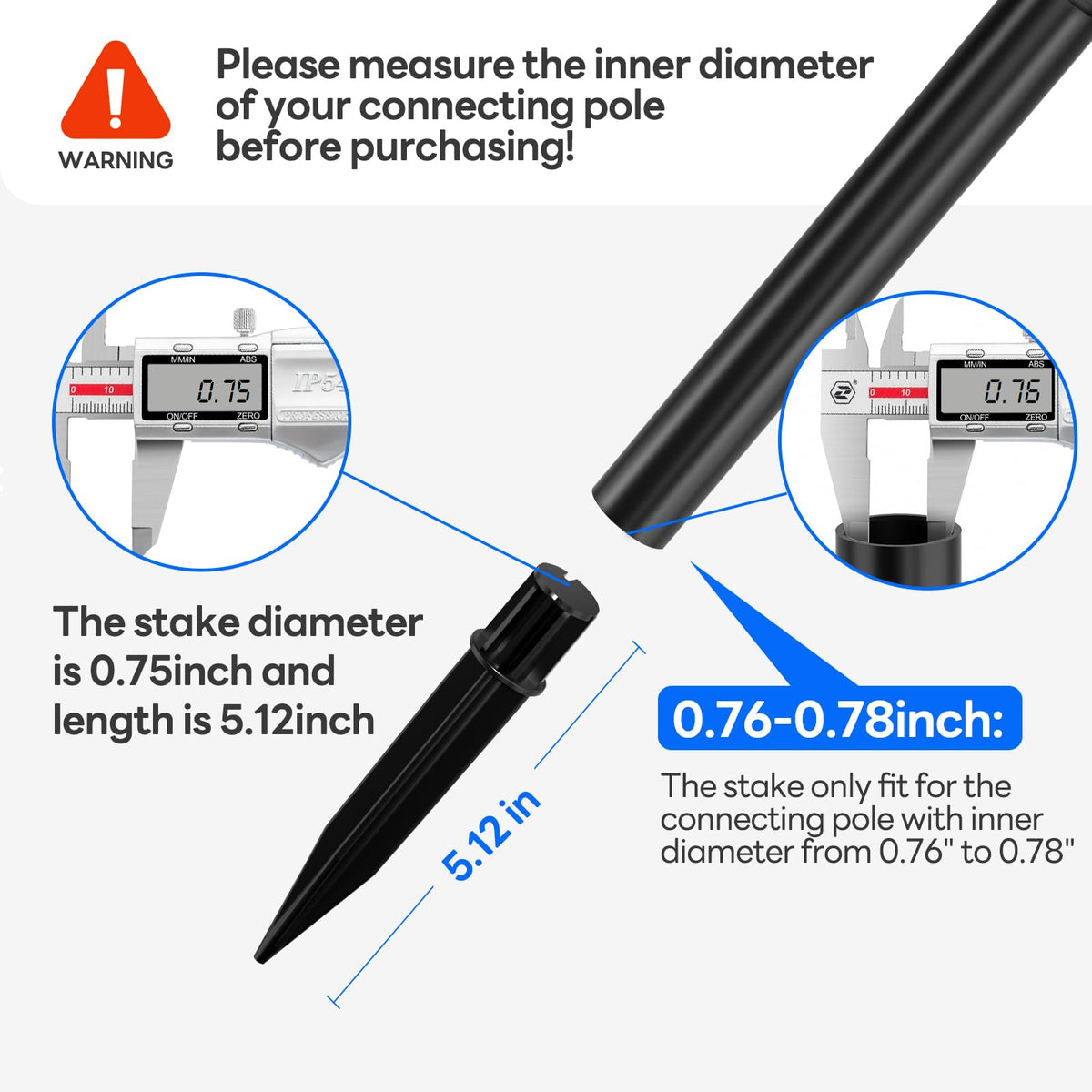 COXSENI solar light pole compatibility with 0.76-0.78 inch inner diameter