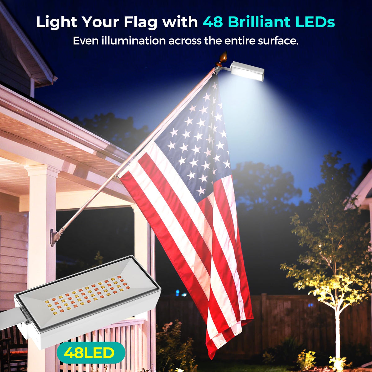 COXSENI flag light automatically turns on at dusk and off at dawn