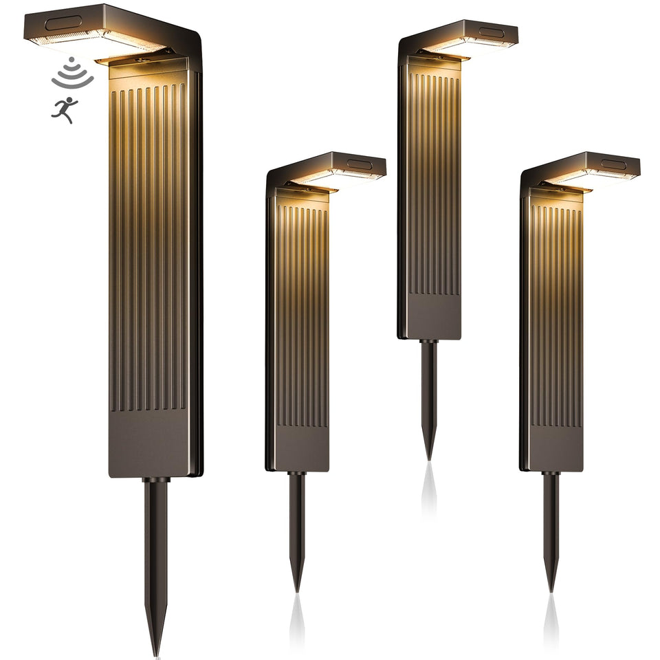 COXSENI solar pathway light front view highlights bright, even illumination for safe walkways.