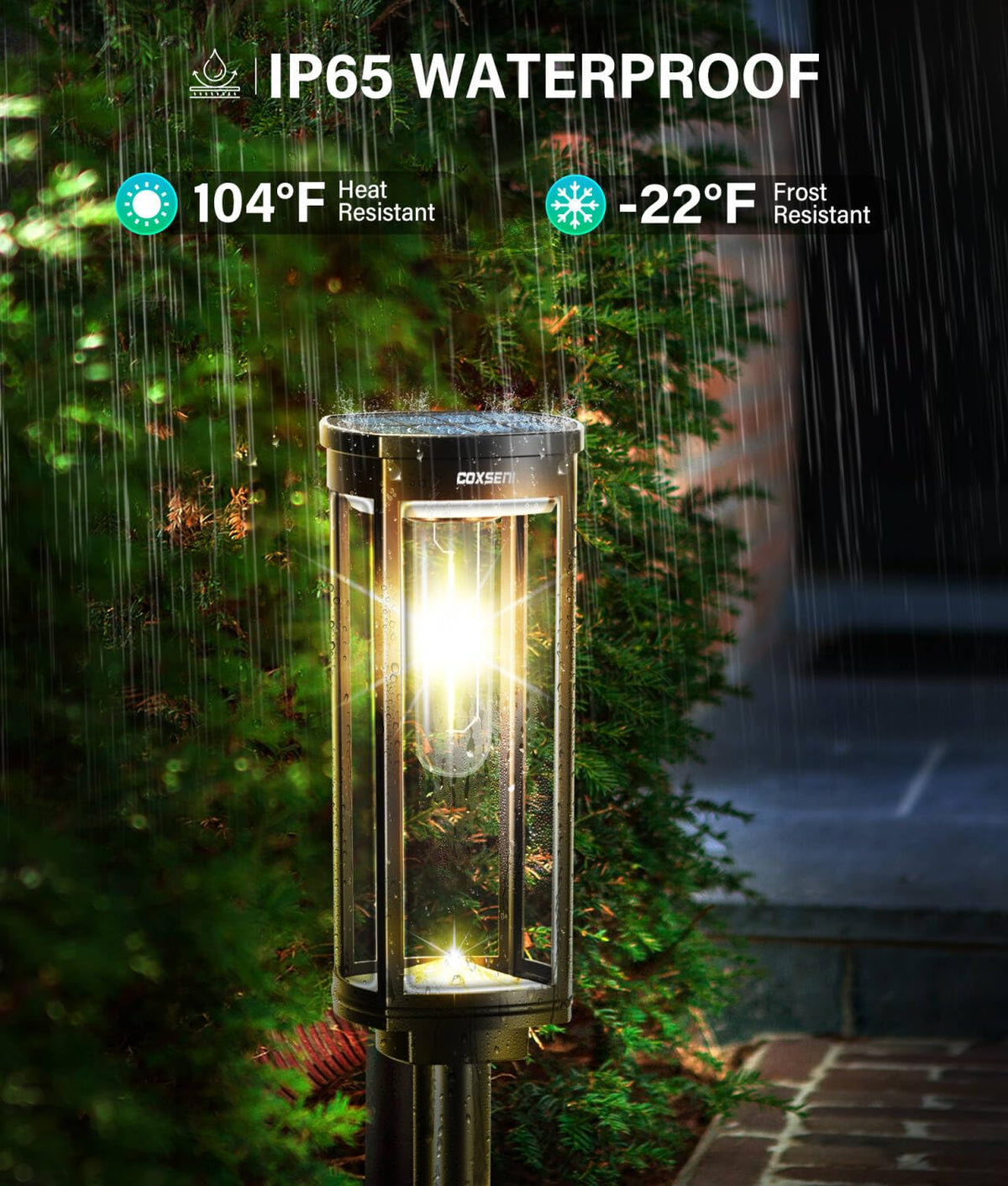 COXSENI light rated IP65 waterproof for all-season outdoor use