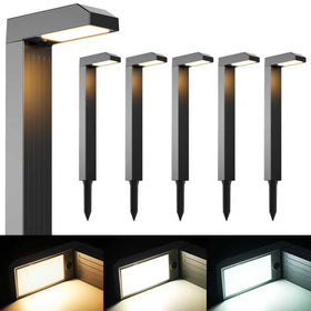 COXSENI solar pathway lights illuminate the front yard at dusk