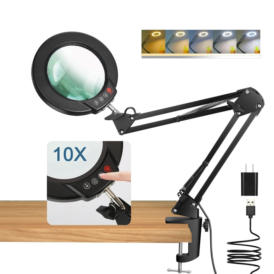Coyeth 10X magnifying glass with light for precise crafts and reading tasks.