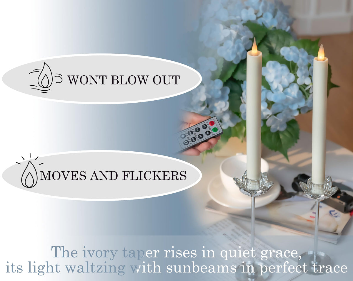 CozierGlow ivory taper with 3D moving flame for lifelike ambiance.