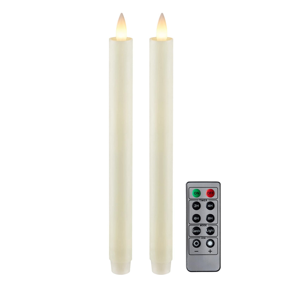 CozierGlow ivory 9-inch flameless taper candle with a realistic 3D flame.