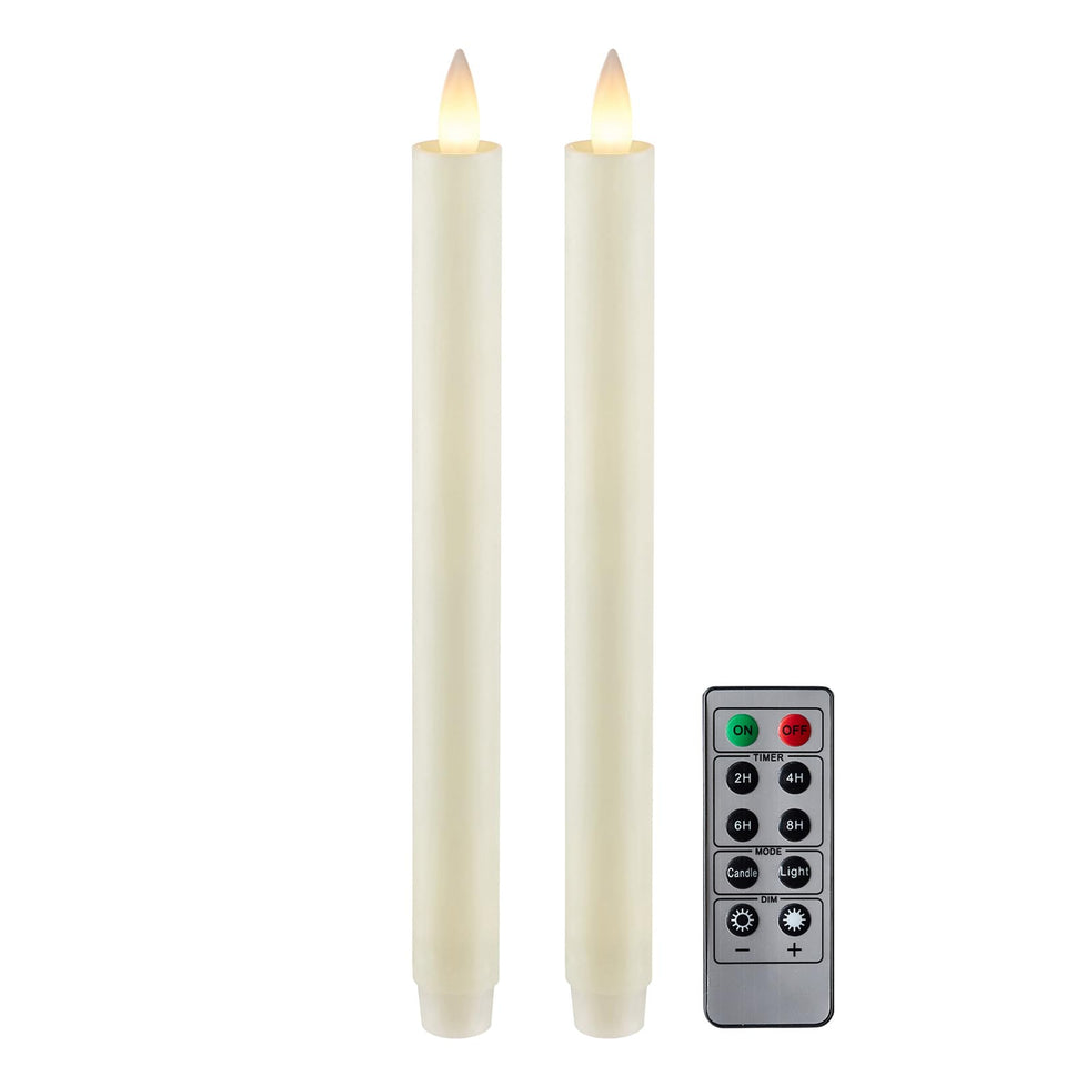 CozierGlow ivory 9-inch flameless taper candle with a realistic 3D flame.