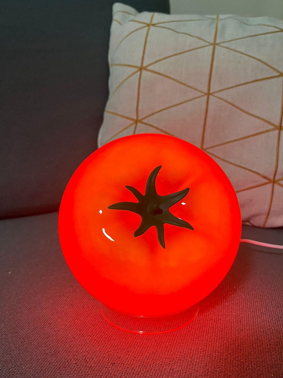 Cozifycasa tomato table lamp with warm red glow for bedside ambiance