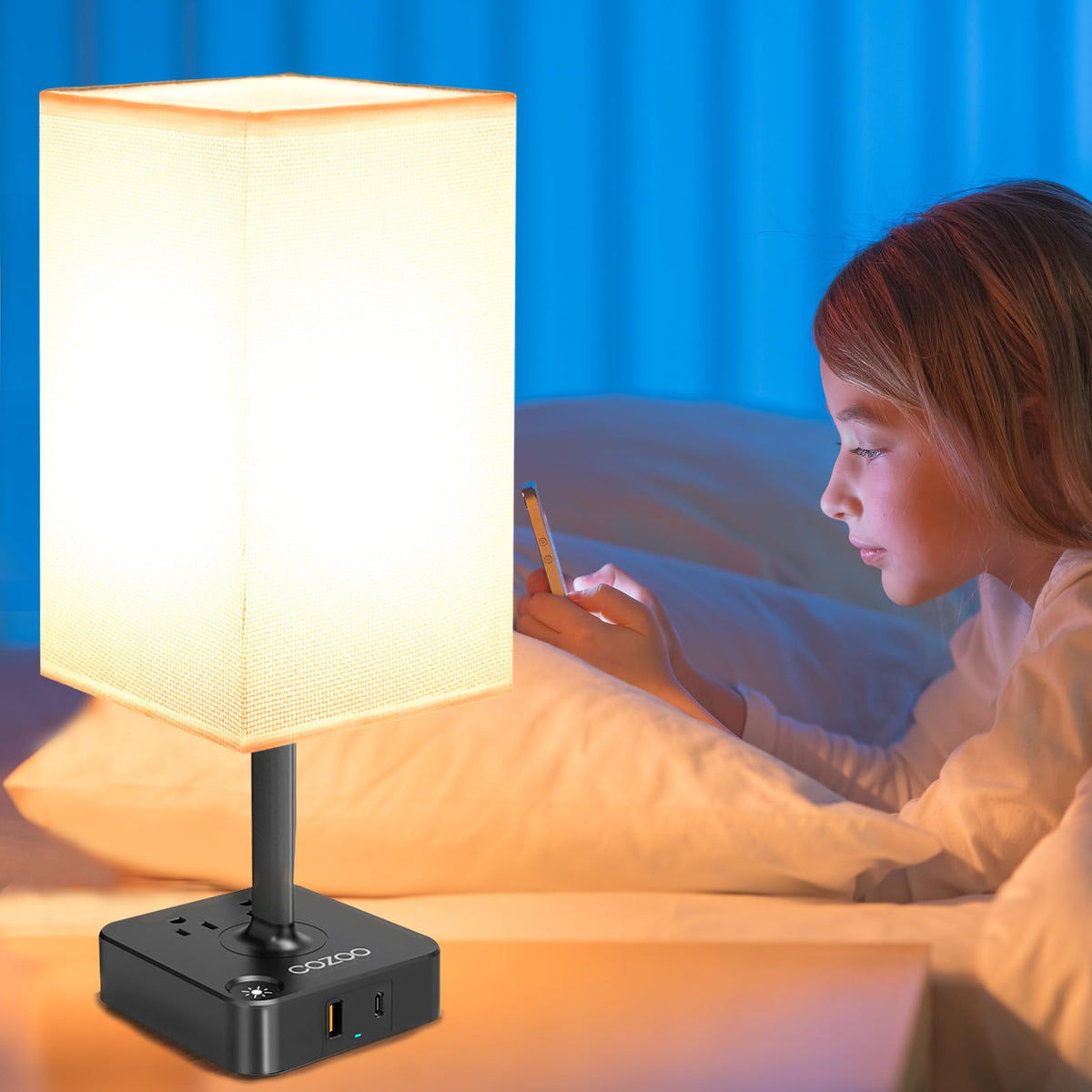 cozoo linen shade lamp brightens spaces while softening glare for comfortable evenings.