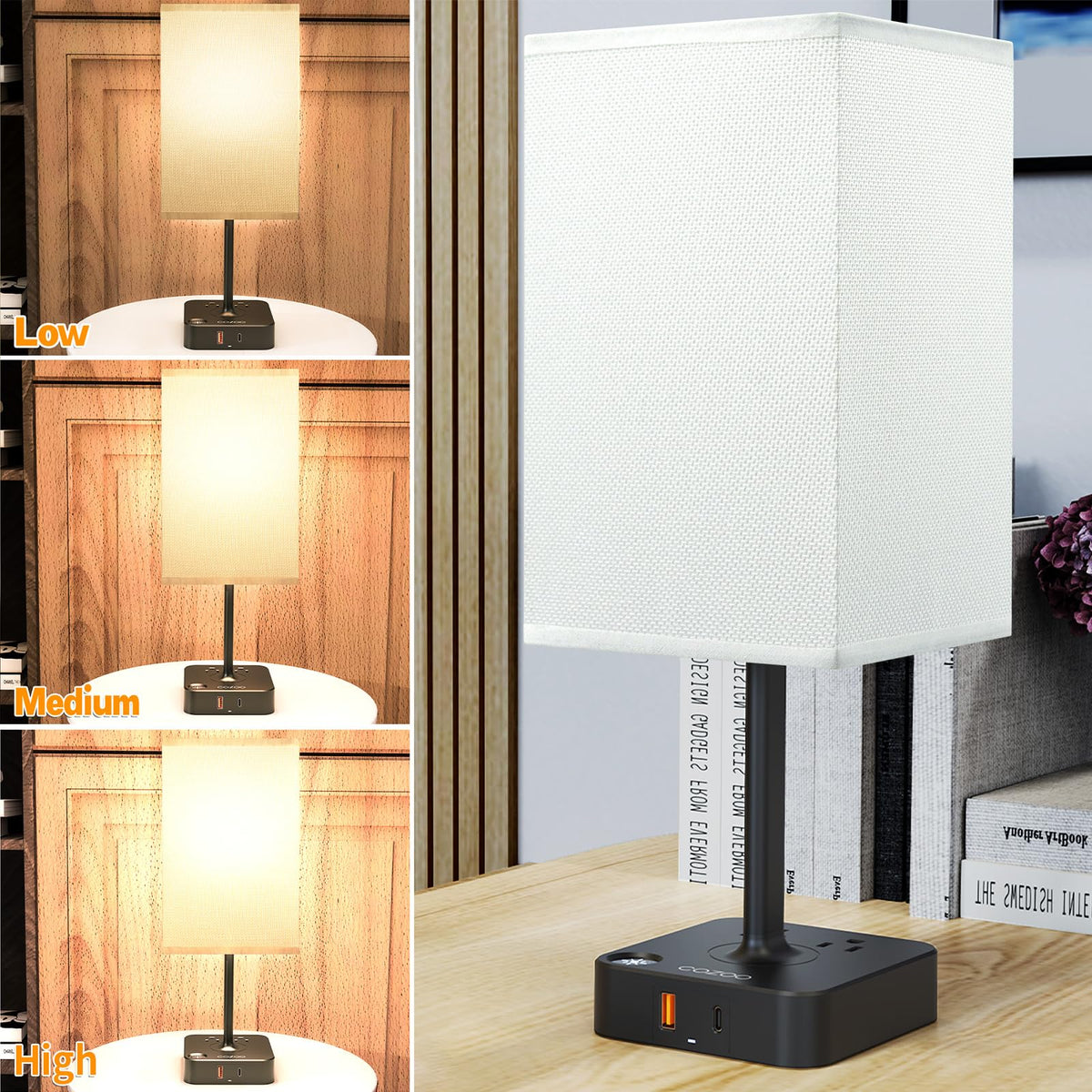 cozoo desk lamp with touch control allows quick brightness adjustment for work.