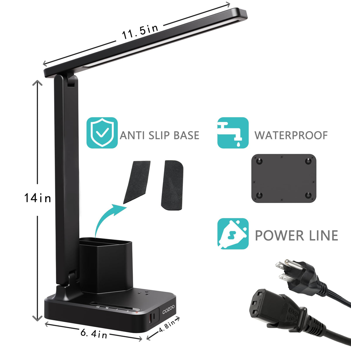 COZOO LED desk lamp base stability staying steady on a busy desk