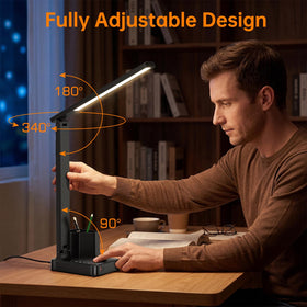 COZOO LED desk lamp timer demonstrating 60-minute auto-off for late sessions