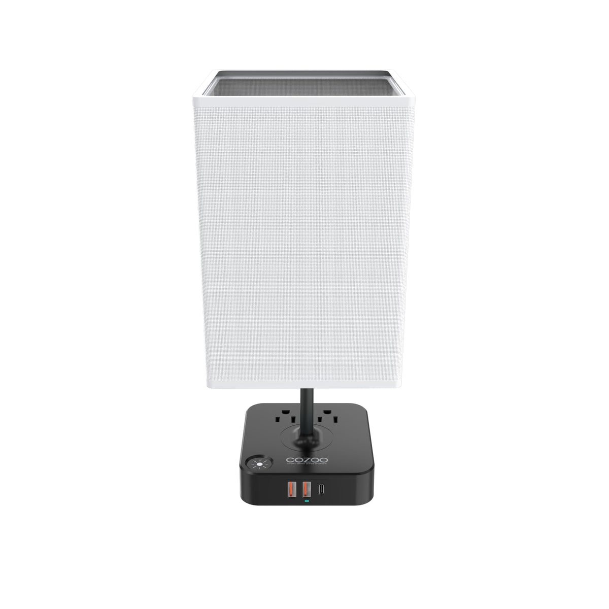 cozoo table lamp with dual USB ports powers phones and tablets while relaxing.