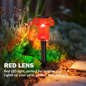 COZY-PAVILION red mandala mushroom pathway light mounted on a stake for driveways