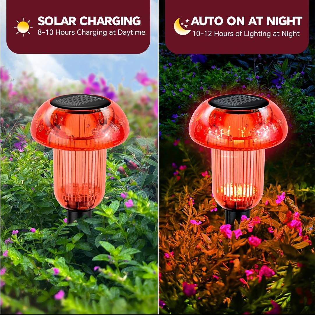 COZY-PAVILION IP54 weatherproof red mushroom silhouette light ready for all-season use