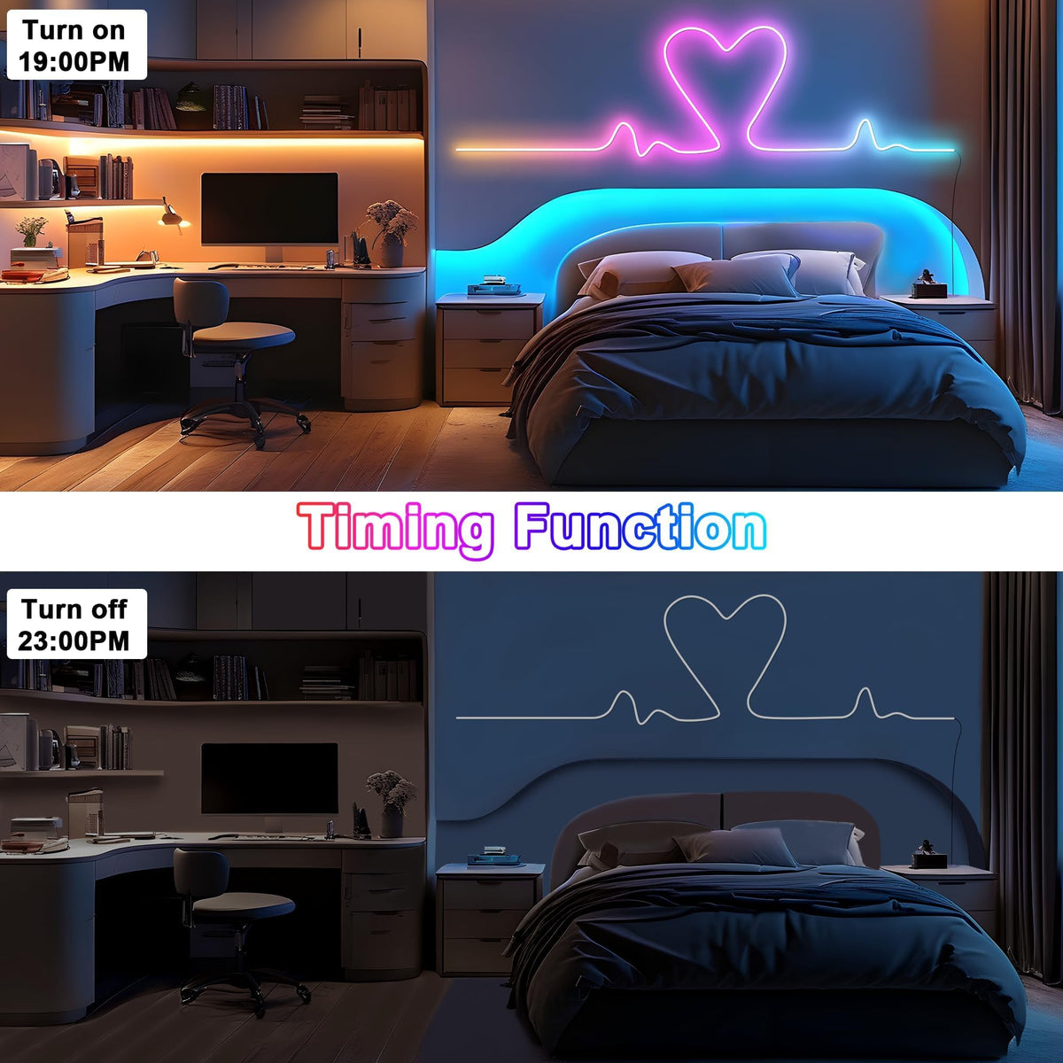 Cozylady RGB Neon rope light for kitchen and living room ambiance.