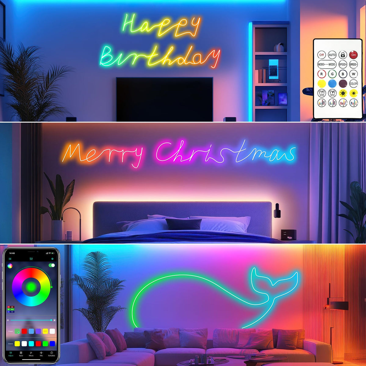 Cozylady RGB Neon rope light waterproof for balcony or porch installs.
