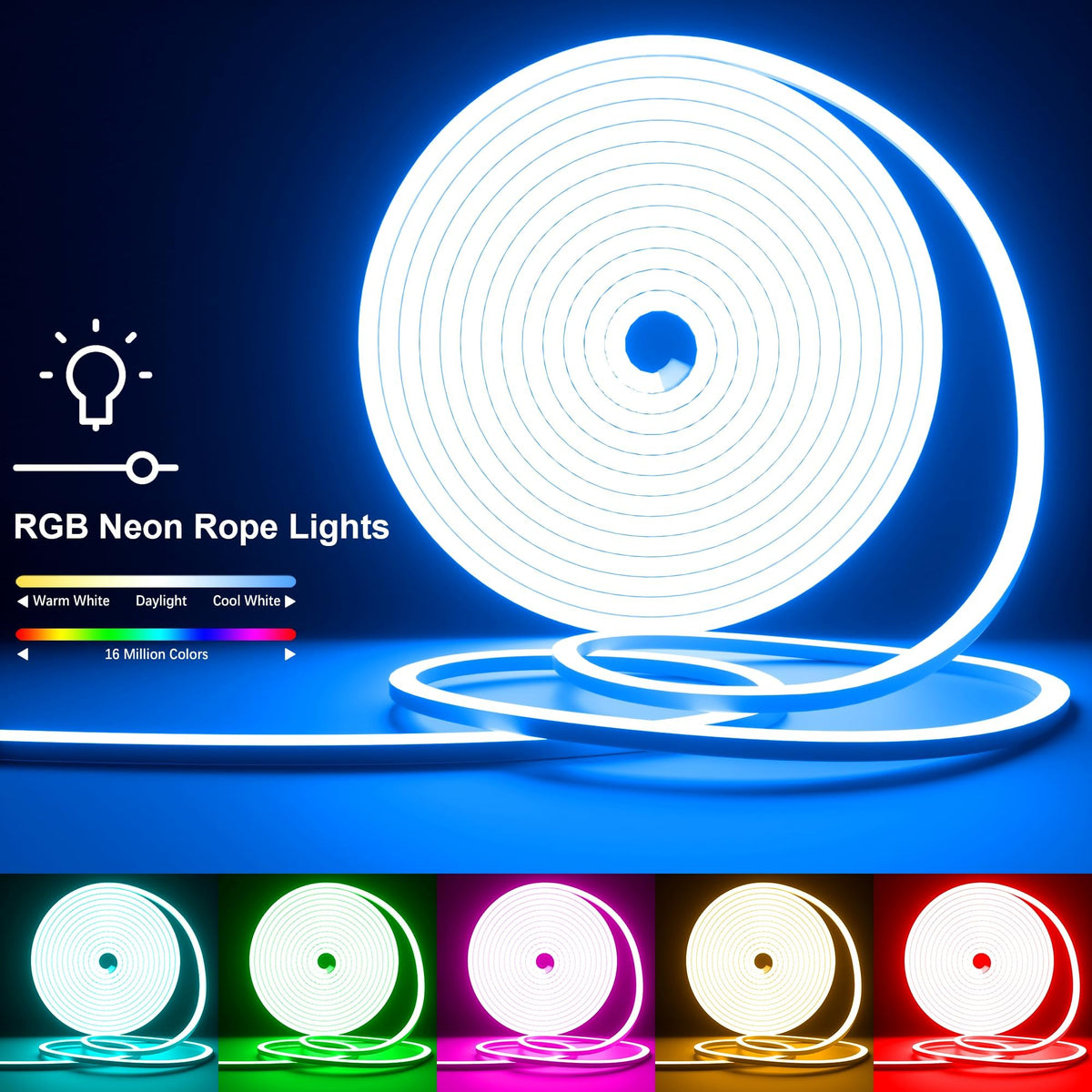 Cozylady RGB Neon rope light silicone design resists weather and heat.