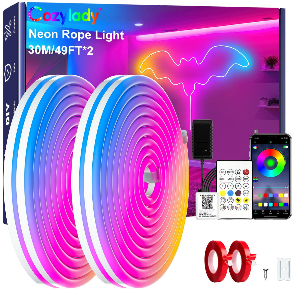 Cozylady RGB Neon rope light outdoors for durable waterproof ambience.