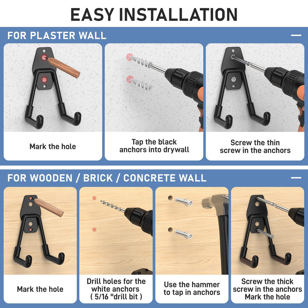 Cpais 30-pack storage set showing varied hook sizes.