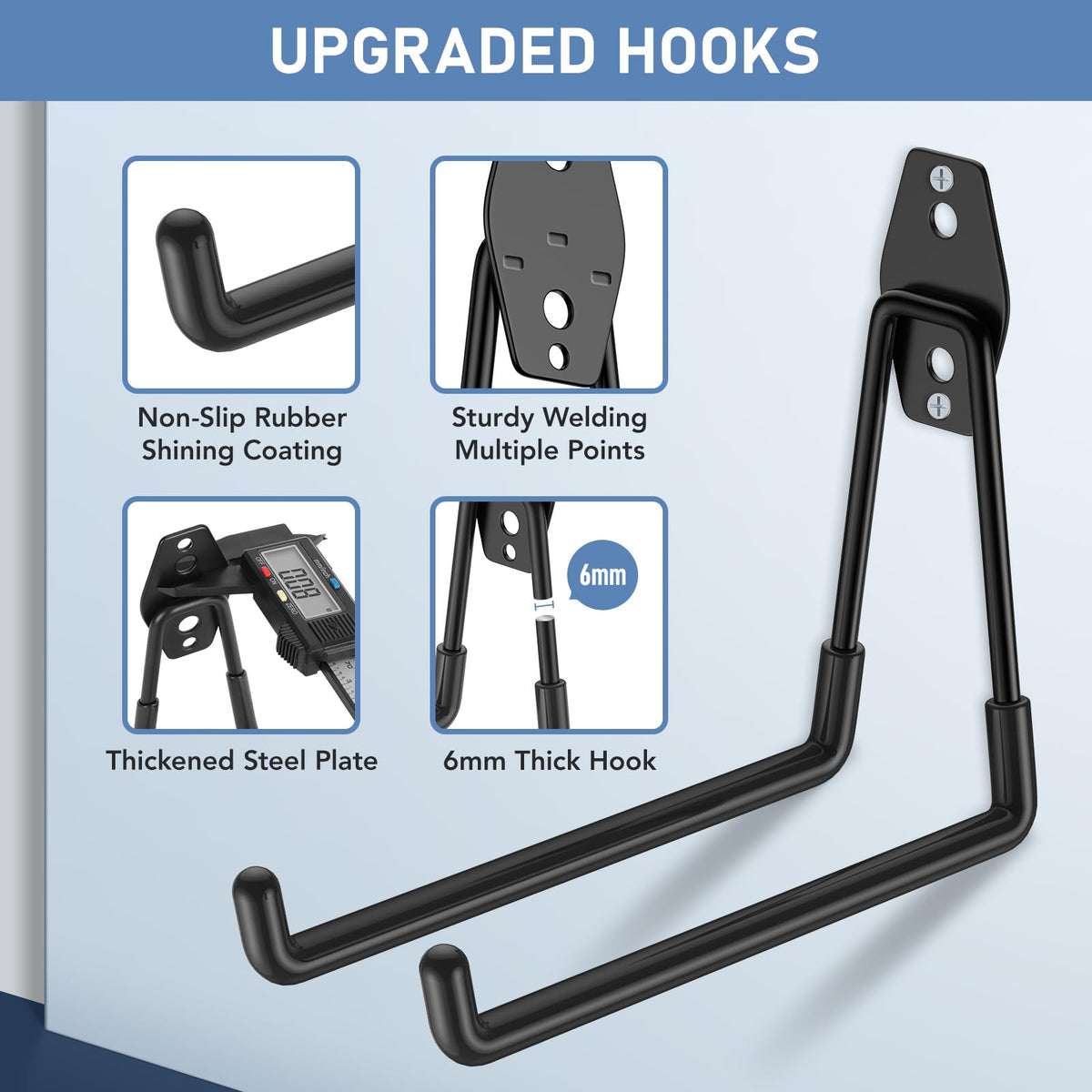 Cpais garage hooks vertical-space organization illustrating clutter-free garage.