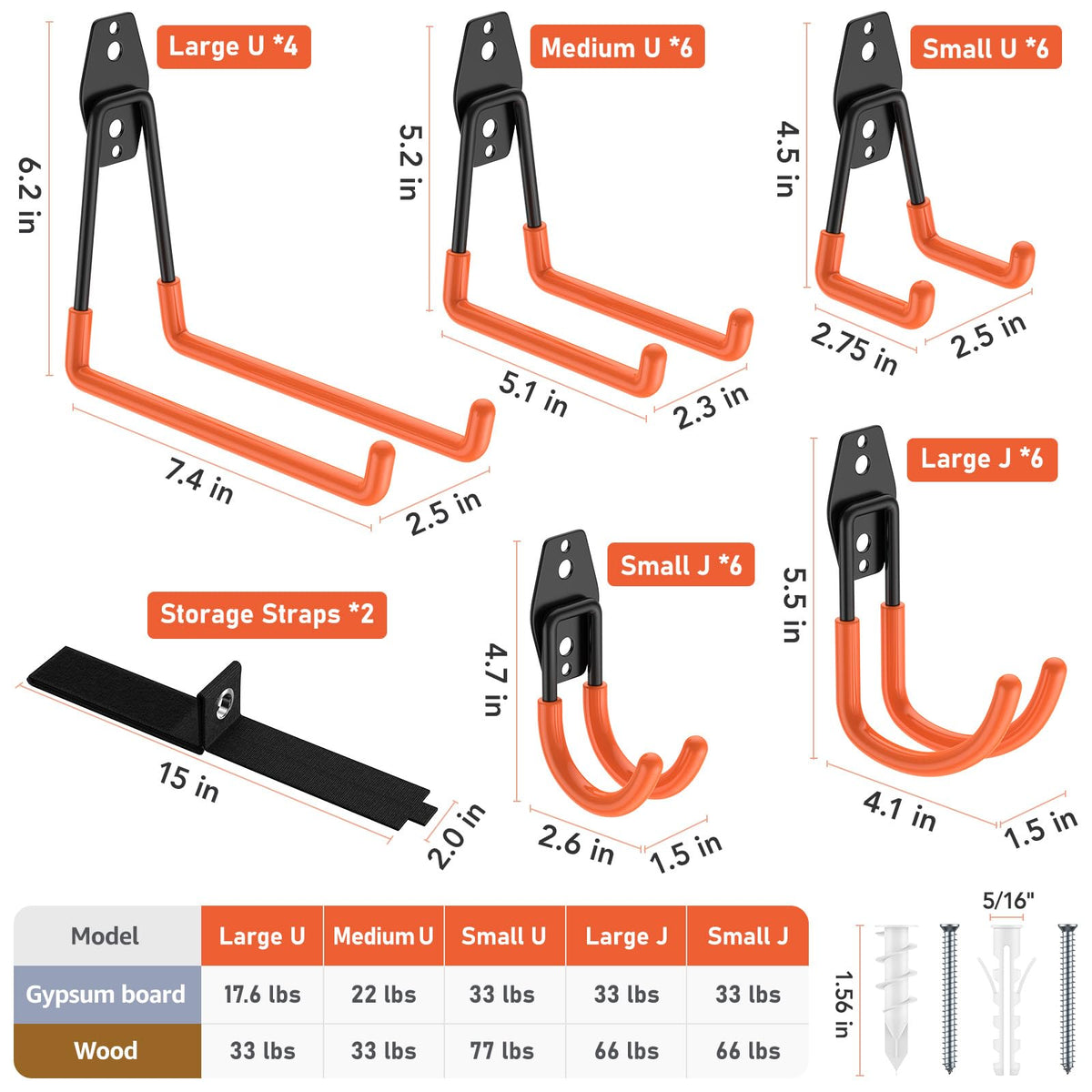 Cpais heavy-duty wall-mount hooks ready to hang ladders and bikes