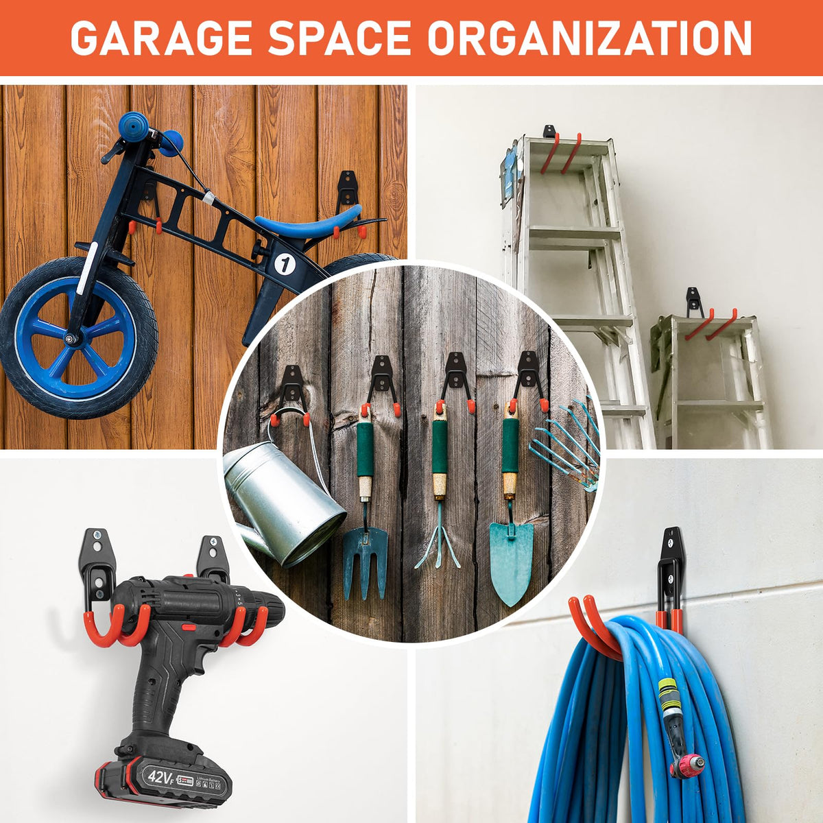 Cpais solid steel hooks with reinforced welds for durable garage organization