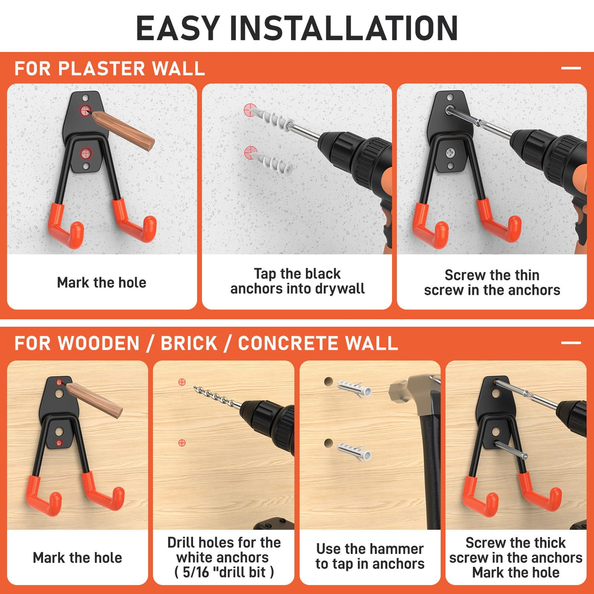 Cpais installation-ready hardware kit for concrete, brick, wood, and drywall