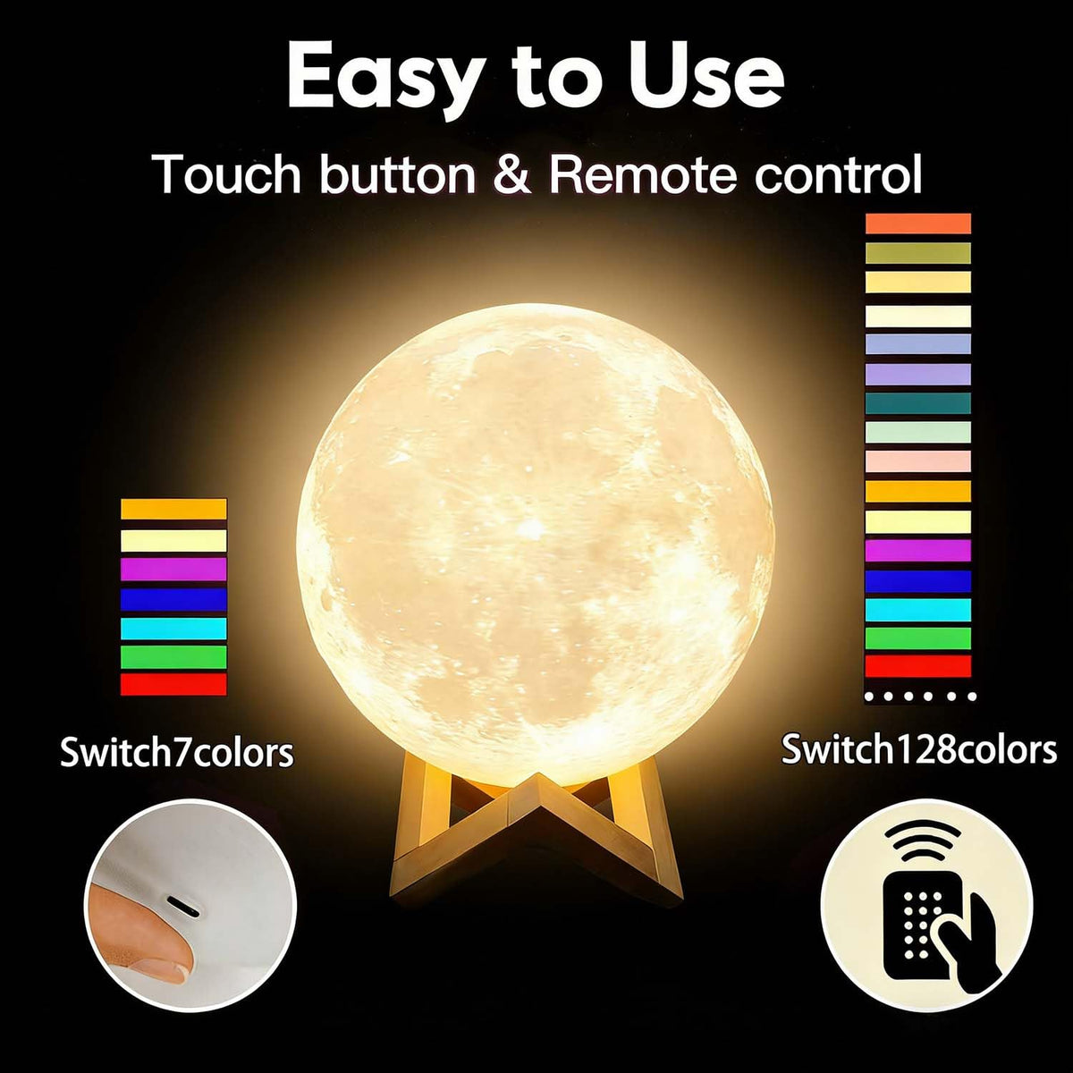 CPLA Moon Lamp remote control for easy color selection from afar